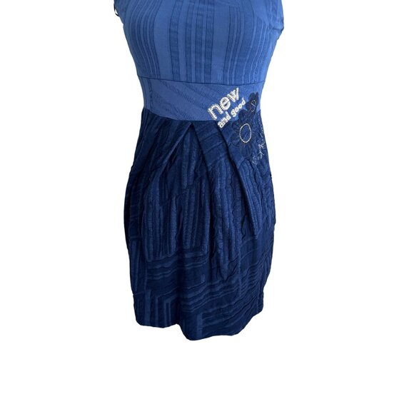 DESIGUAL Blue Colorblock Halter Dress Size Medium - Picture 8 of 10